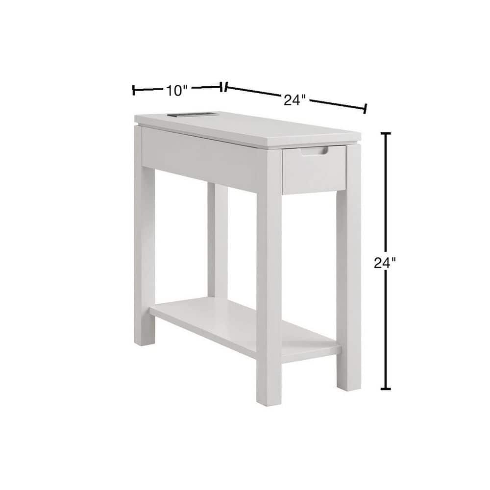 Cade Contemporary Gray Poplar Side Table with Storage