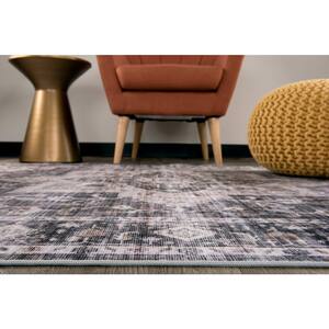 Gray 2 ft. x 7 ft. Distressed Traditional Machine Washable Runner Rug