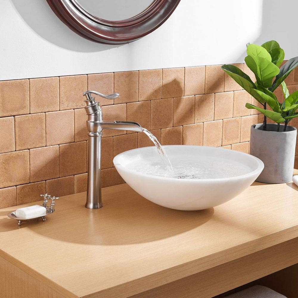 Brushed Nickel Single Handle Vessel Sink Faucet with Pop-Up Drain