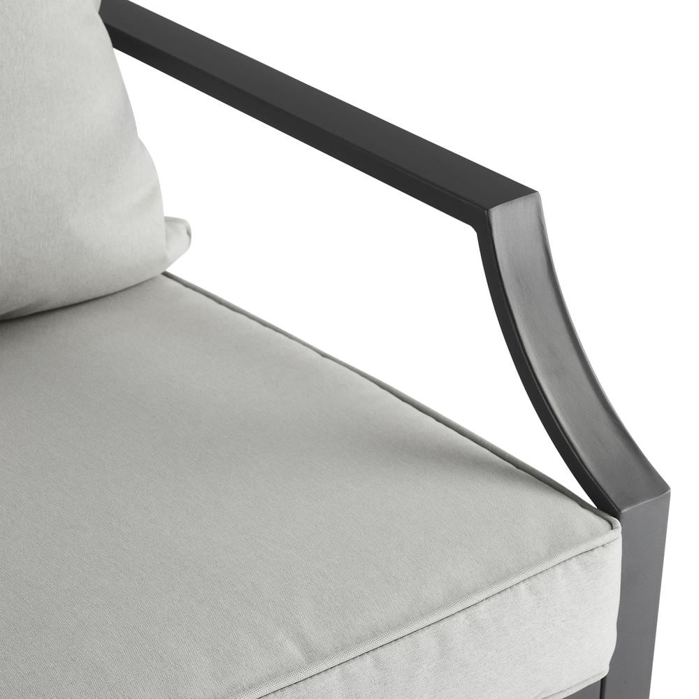 Otto 22.75" Gray and Matte Black Steel Outdoor Dining Chair with Cushions