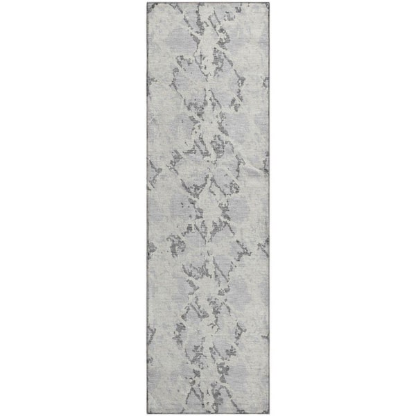 Addison Rugs Mayfield Premium Machine Washable Abstract AMF969 Silver 2 ft. 3 in. x 7 ft. 6 in. Runner Rug