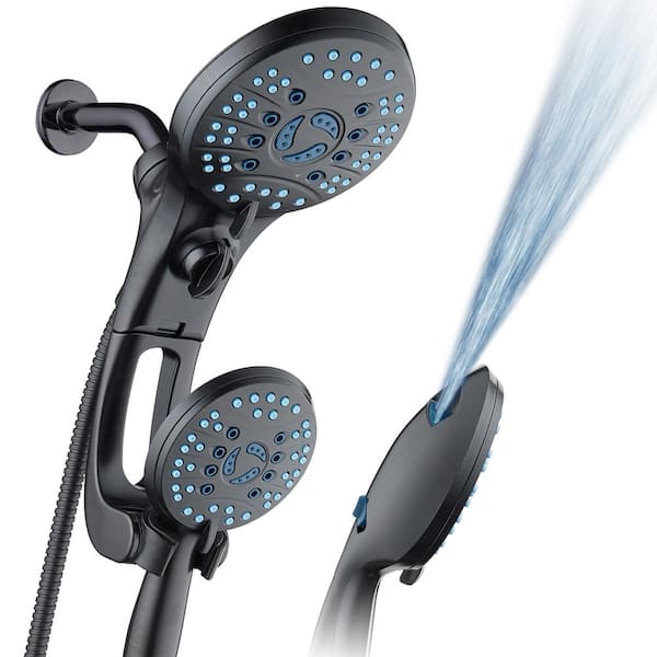 AQUACARE 80-Spray Patterns 2.5 GPM 6 in. Wall Mount Dual Shower Heads and Handheld Shower Head Antimicrobial in Oil Rubbed Bronze