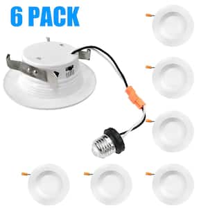 4/5 in. 5CCT Retrofit Recessed Dimmable LED Downlight Selectable 2700K-5000K with E26, TP24,750 Lumens (6-Pack)