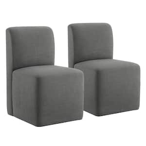Idina Gray Fabric Side Chair with Casters (Set of 2)