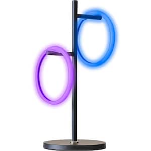 Saturn 21 in. Classic Black Industrial Integrated LED Desk Table Lamp with Built-In Color Changing Function