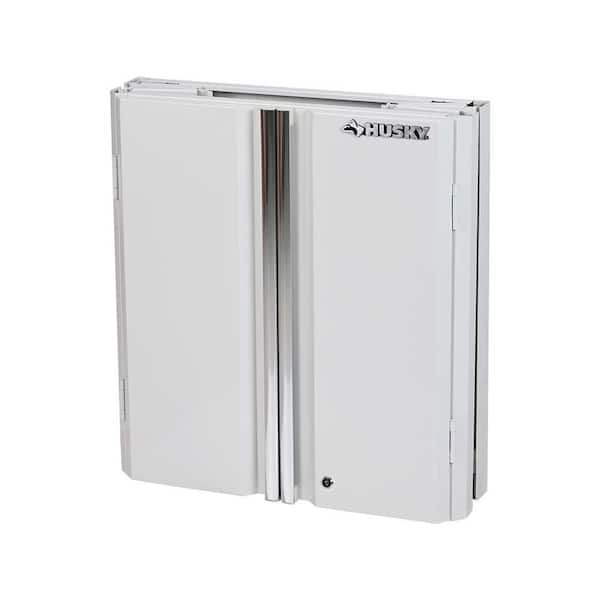 Husky - HUSKY 28 in. W x 30 in. H x 12 in. D Folding System 22-Gauge Steel 1-Shelf Wall Mounted Garage Cabinet in White Gloss