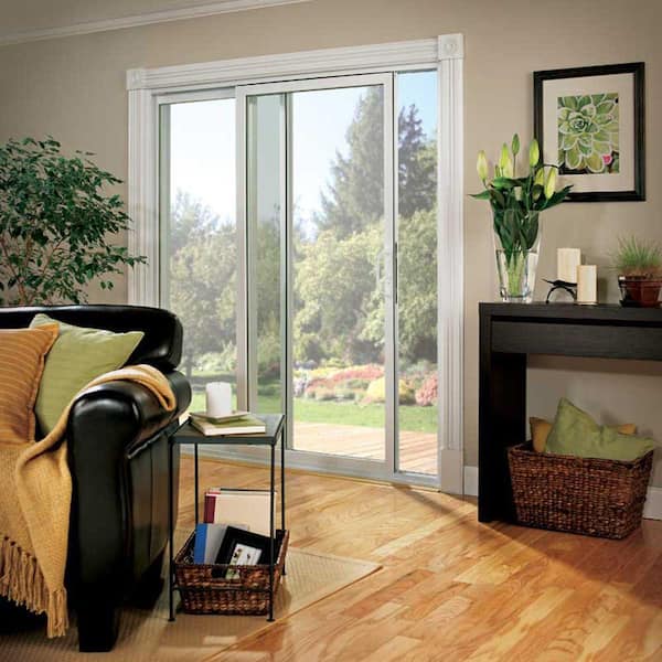 70 Series 60 in. x 80 in. White Reversible Handing Vinyl Sliding Patio Door, Low-E SC Argon Glass, DP30