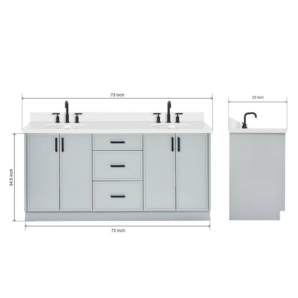 Gray Double Sink Bathroom Vanity with Quartz Top