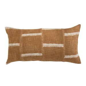 Brown Cotton Printed Pieced 28 in. x 20 in. Lumbar Pillow