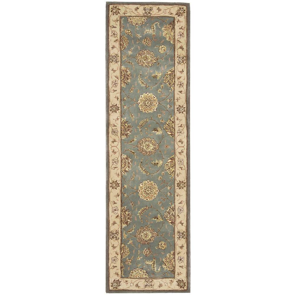 Nourison 2000 Blue 2 ft. x 8 ft. Runner Rug Give your floor an aesthetic upgrade with the Nourison 2000 Blue 2 ft. x 8 ft. Runner Rug. It is woven of 80% pure New Zealand wool pile with 20% genuine silk for both durability and comfort. This rug is hand-crafted in China.