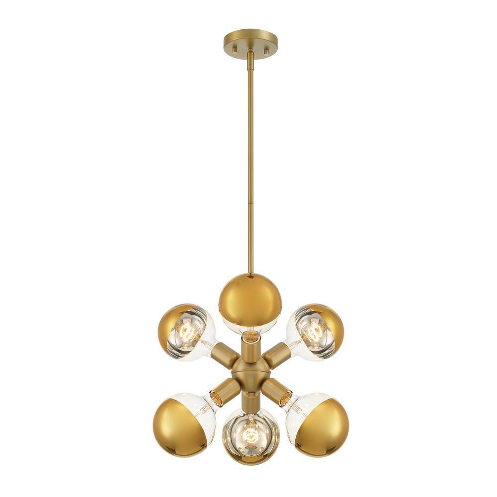 Gambit Brushed Gold 7" Mid-Century Modern Pendant Light