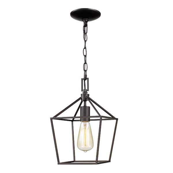 Weyburn 1-Light Bronze Farmhouse Mini Pendant Light Fixture with Caged Metal Shade