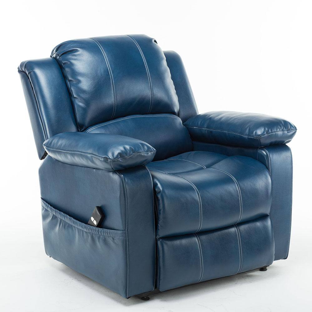 navy blue leather swivel chair