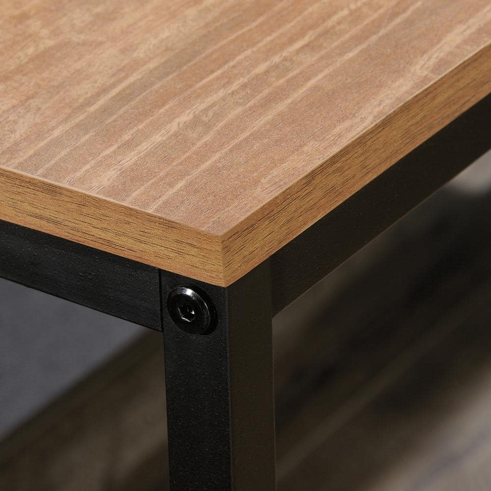 Sindoori Mango & Black Metal Industrial Console Table with Storage