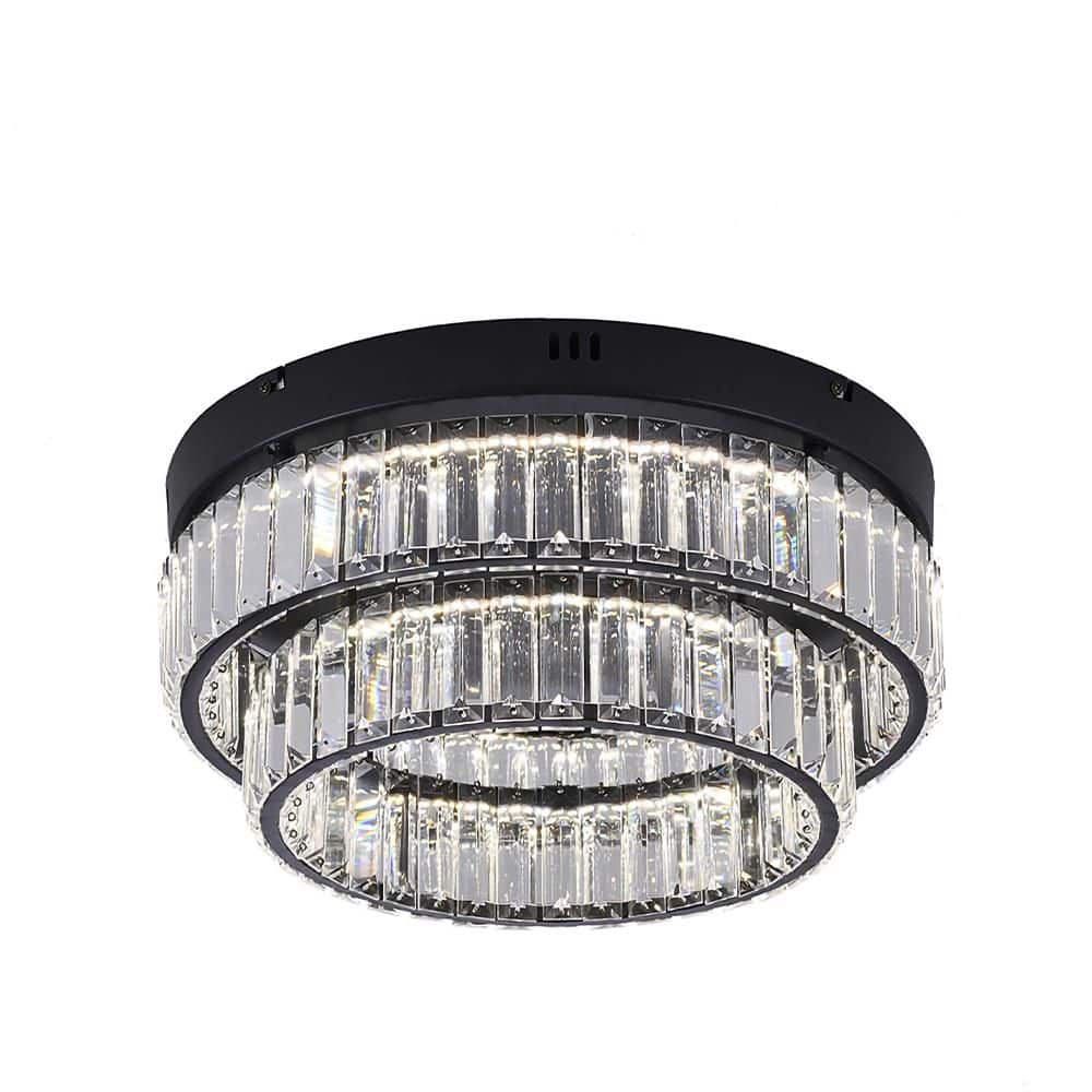 Alfred 2 Light Dimmable Integrated LED Brass Tier Geometric Chandelier