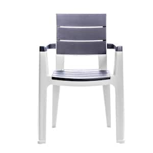 Madeira Gray and Slate Plastic Indoor and Outdoor Patio Dining Chairs (4-Pack)