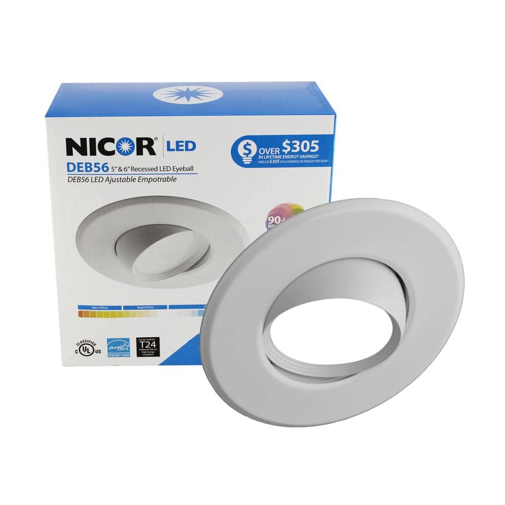 6'' White Aluminum LED Adjustable Recessed Trim