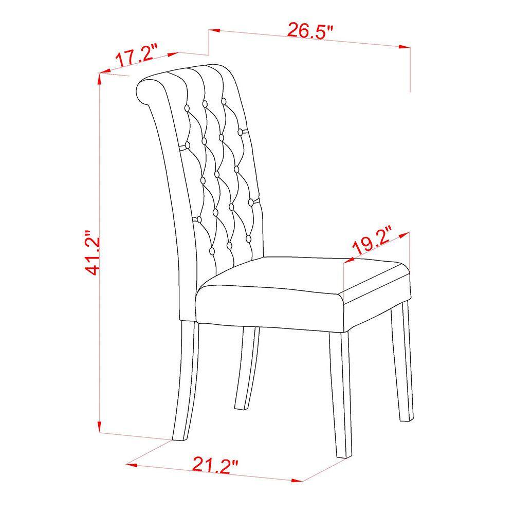 Linen White Upholstered Parsons Side Chair Set with Wood Legs