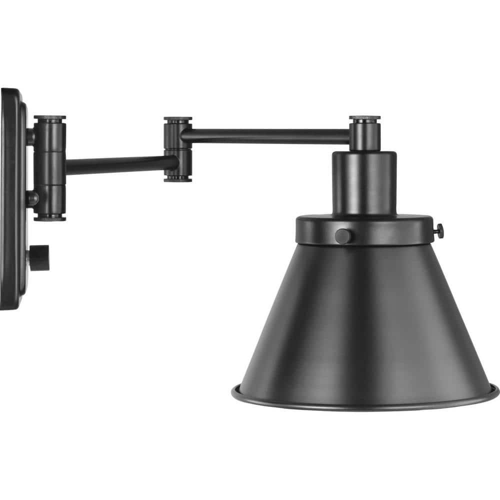 Black Steel Adjustable Swing Arm Wall Sconce