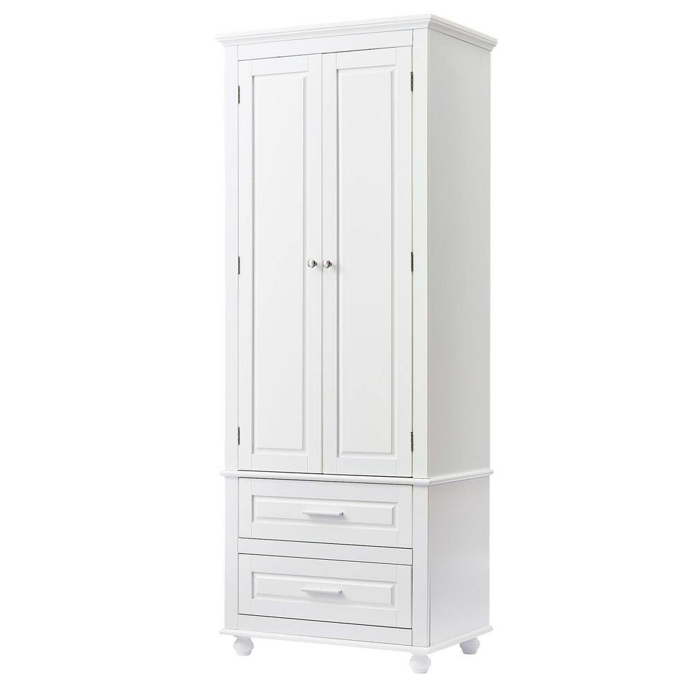 24 in. W x 15.7 in. D x 62.5 in. H White Wood Freestanding Linen Cabinet with 2-Drawers price history on PriceWatchPro