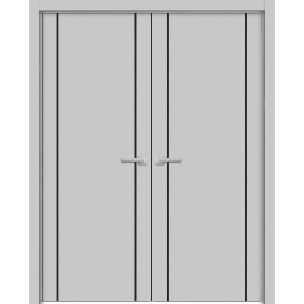 60 in. x 84 in. 2 Panel Matte Grey Finished Solid Wood with Honeycomb Sliding Door with Hardware price history on PriceWatchPro