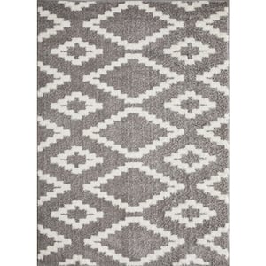 Vemoa Aslayn Gray 7 ft. 10 in. x 9 ft. 10 in. Geometric Polyester Area Rug