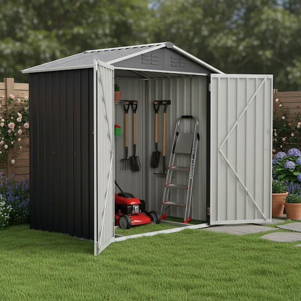 Ama pear Gray 6 ft. W x 4 ft. D Metal Outdoor Storage Shed with
