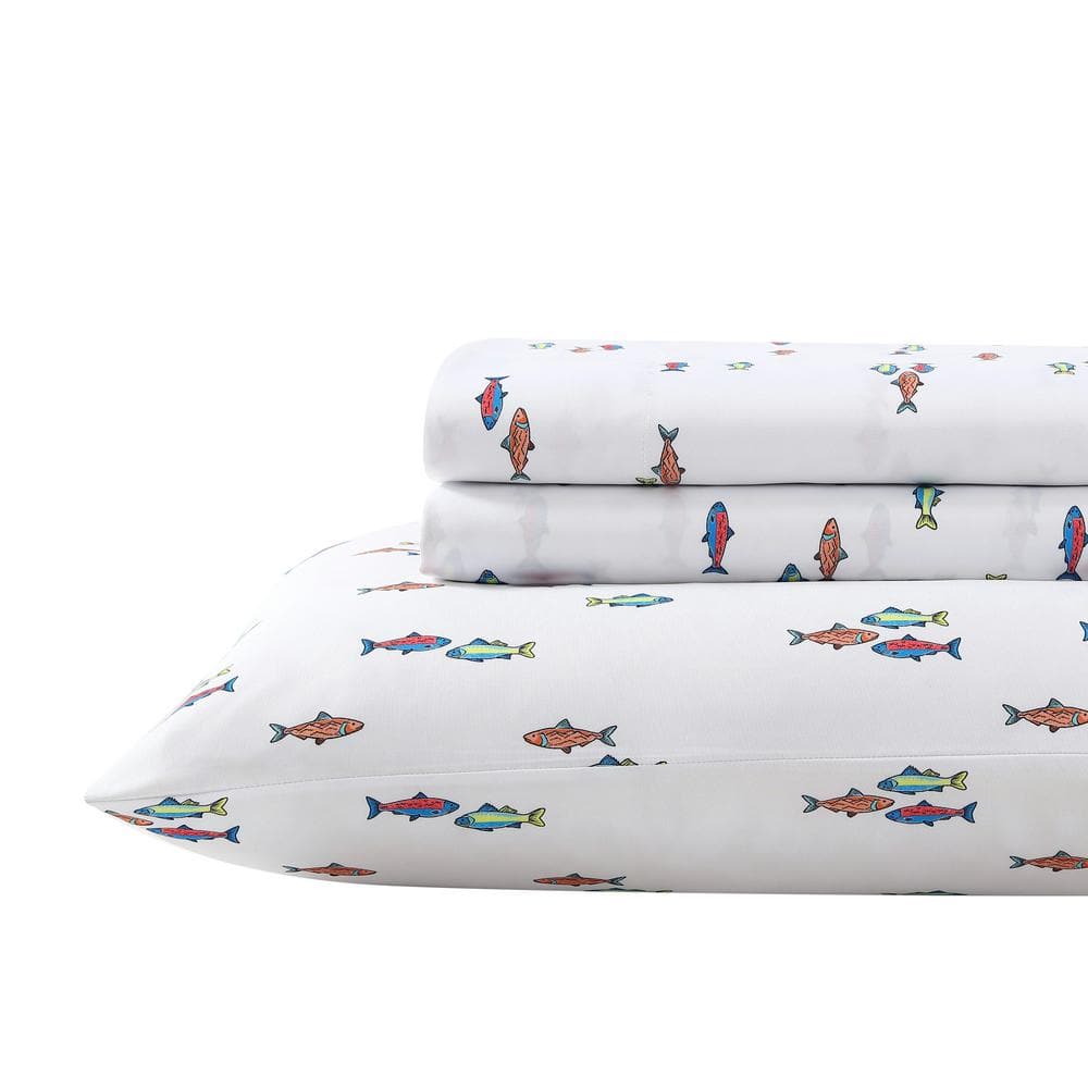 Fish Lake Twin Cotton Polyester Microfiber Sheet Set