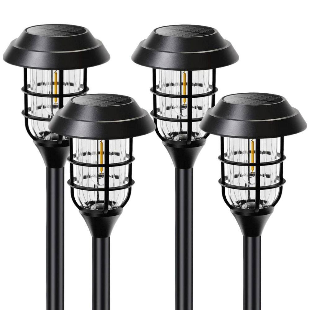 3000K 10 Lumens Black Garden Lighting Integrated LED Weather Resistant Outdoor Solar Path Lights (4-Pack) price history on PriceWatchPro