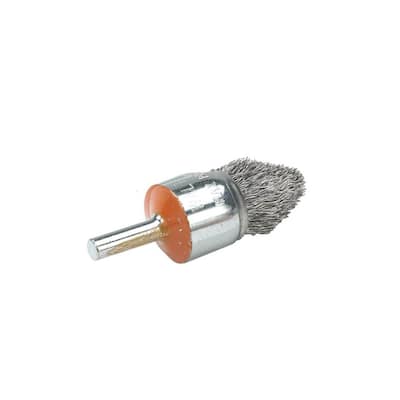 Forney 1 in. x 1/4 in. Round Shank Coarse Crimped Wire End Brush 72737 -  The Home Depot