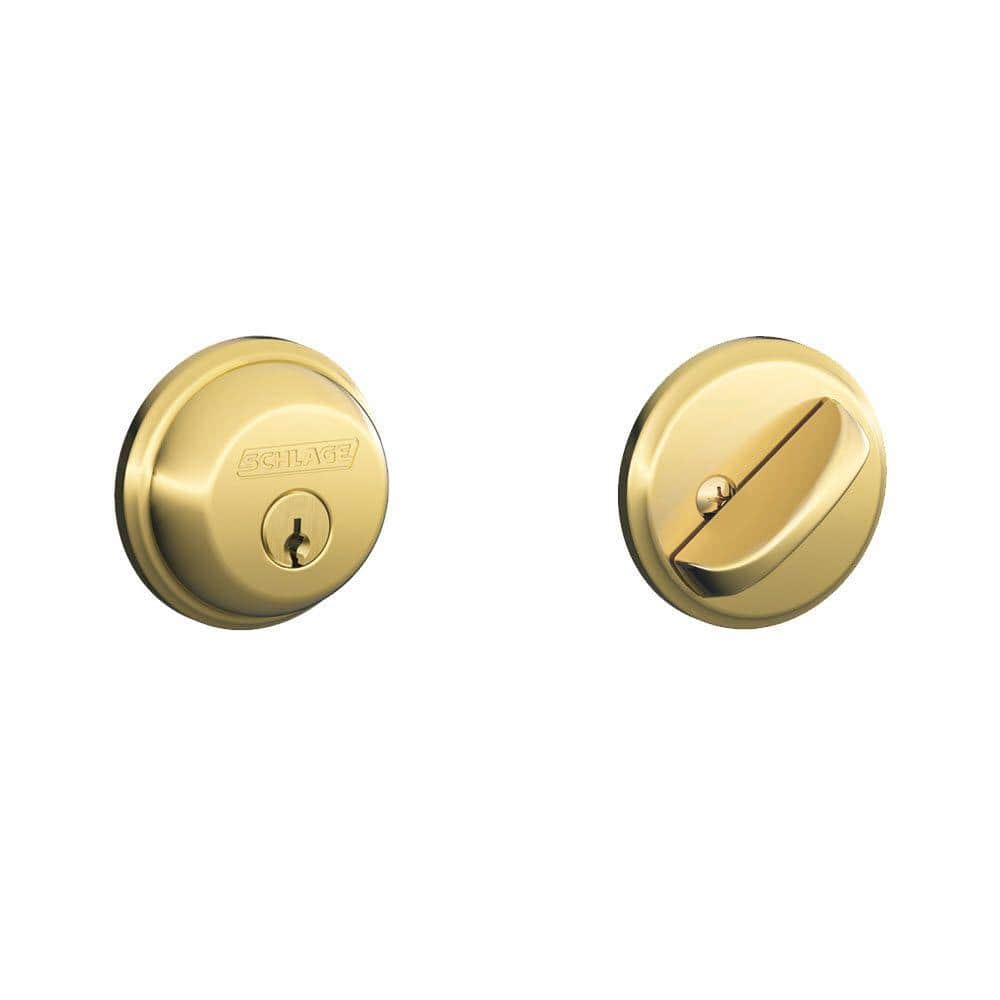 Bright Brass Single Cylinder Deadbolt for Exterior Doors