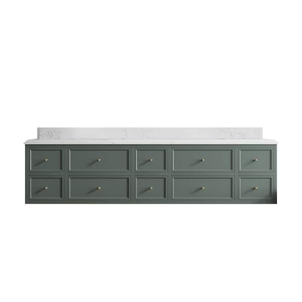 Willow Collections Roswell 84 in. W x 22 in. D x 36 in. H Double Sink Bath Vanity in Pewter Green with 1.5 in. Empira White qt. Top
