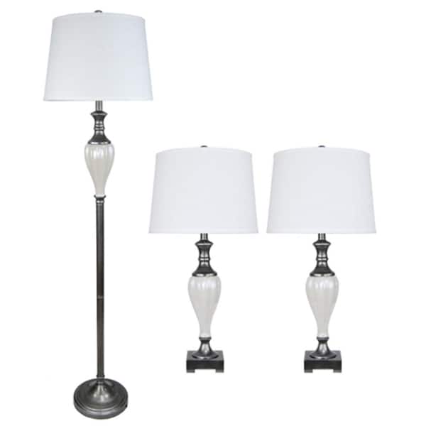 Fangio Lighting 64.5 in. 3-Piece Metal and Ceramic Lamp Set