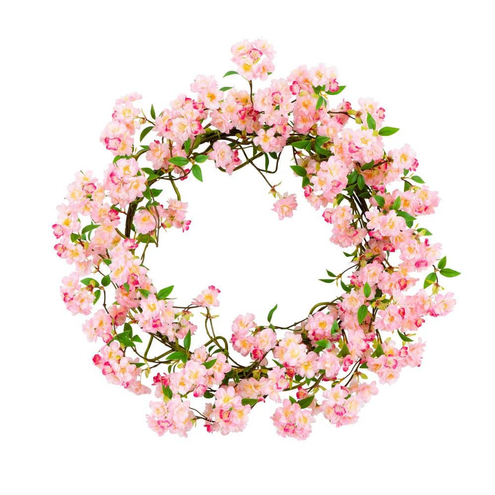 30 in. Artificial Pink Cherry Blossom Wreath price history on PriceWatchPro