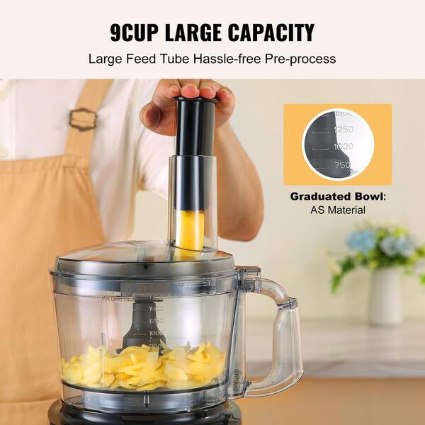SVOPES Food Processor 9-Cup 2-Spfeed Black Food Processor