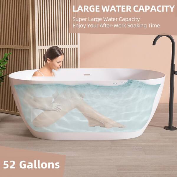 51 in. x 27.5 in. Acrylic Free Standing Tub Freestanding Soaking Bathtub Flatbottom Stand Alone Soaker Tubs in White