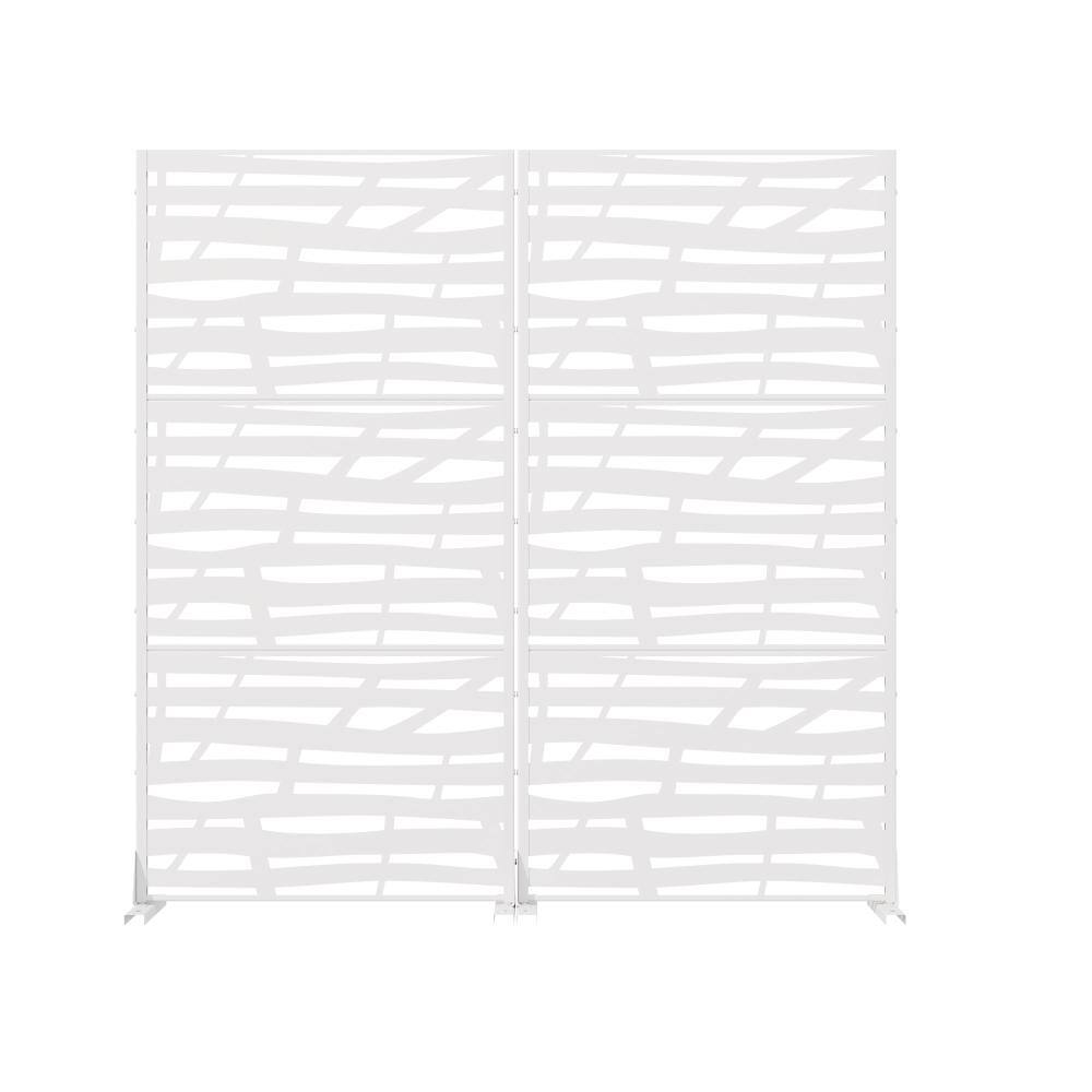 72 in. H x 35.5 in. W Outdoor White Galvanized Steel Decorative Garden Fence Privacy Screen (2-Pack) price history on PriceWatchPro
