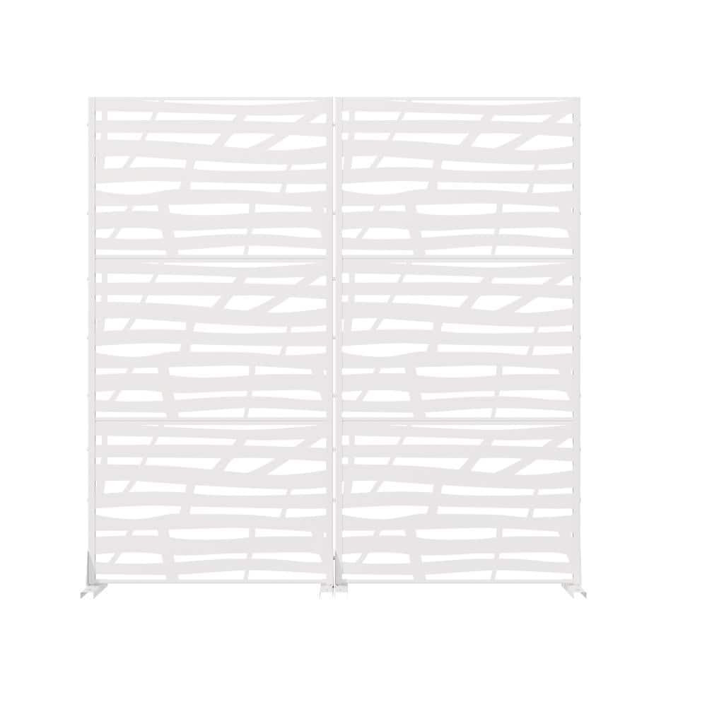 72 in. x 35 in. White Metal Wall Sculptures Garden Fence Privacy Screen Garden Screen Panels Set for Patio price history on PriceWatchPro