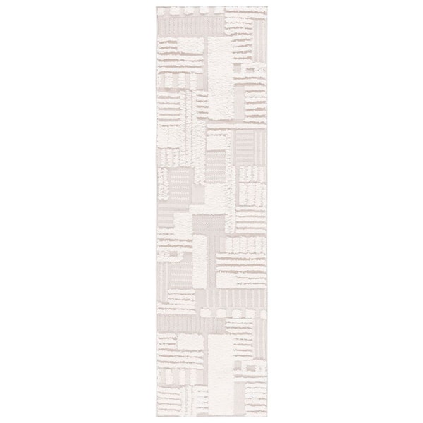 Trends 2 ft. x 7 ft. Beige/Ivory Geometric High-Low Runner Rug
