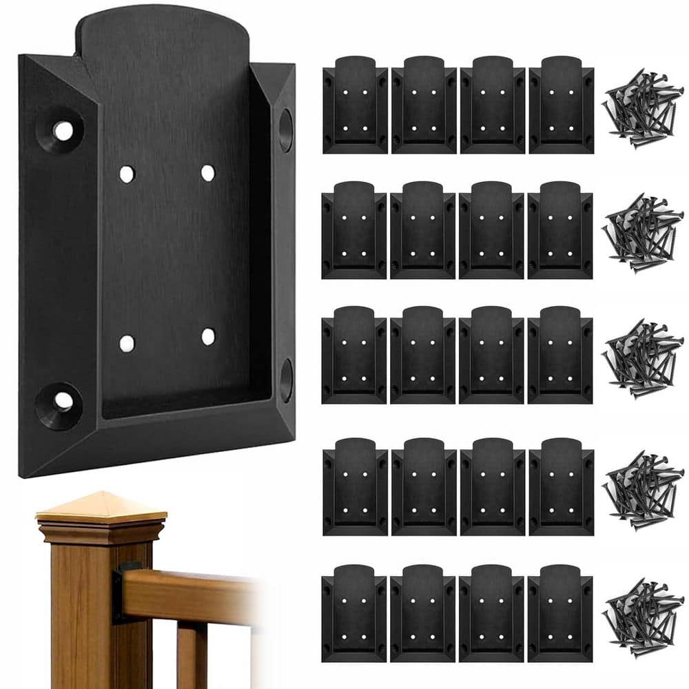 Deck Railing Brackets Connectors for 2 x 4 Wood Post with 160-Pieces Screws Black Nylon 20 Pack price history on PriceWatchPro