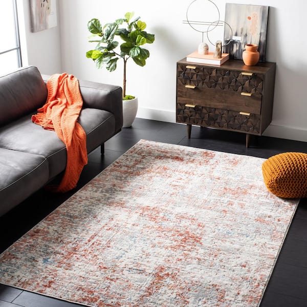 Shivan 5 ft. x 7 ft. Ivory/Rust Distressed Area Rug