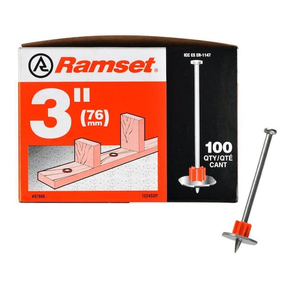 Ramset 3 in. Drive Pins with Washers (100-Pack)