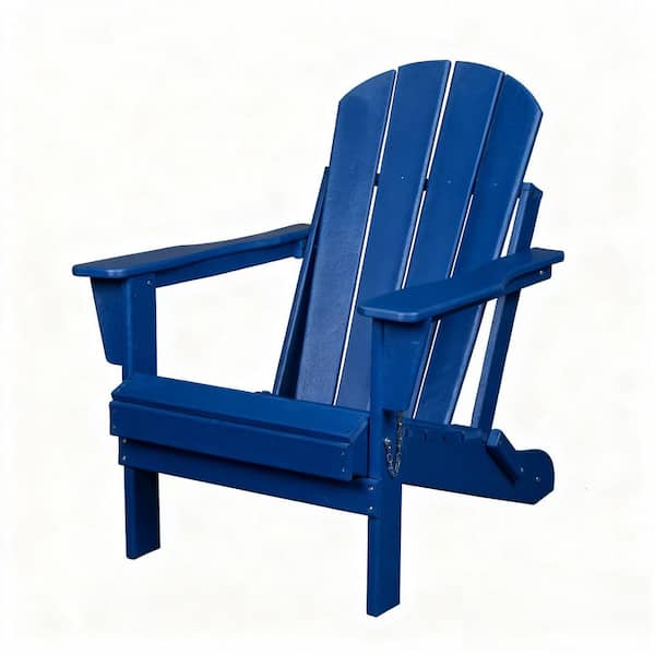Classic Blue Folding HDPE Adirondack Patio Chair (1-Pack)