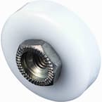Shower Door Roller, 3/4 in. Diameter, Flat Edge Nylon Tire, Steel Ball Bearings, Threaded Hex Head Hub (4-pack)