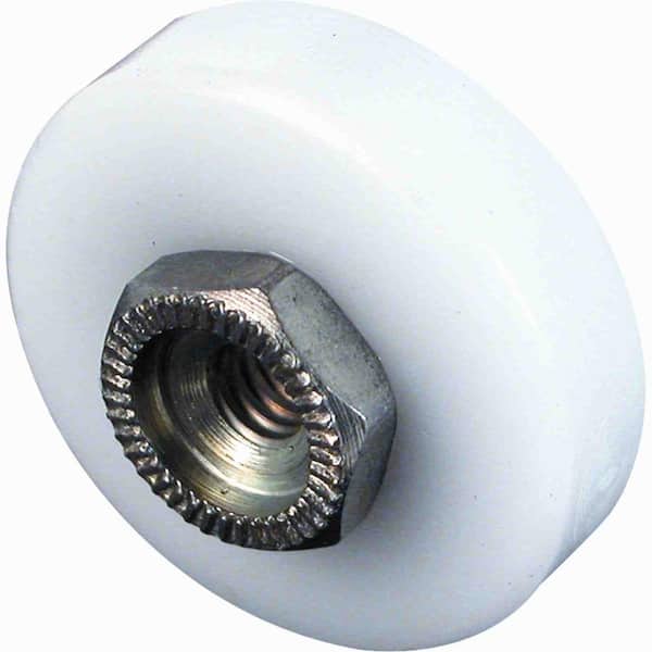 Prime-Line Shower Door Roller, 3/4 in. Diameter, Flat Edge Nylon Tire, Steel Ball Bearings, Threaded Hex Head Hub (4-pack)