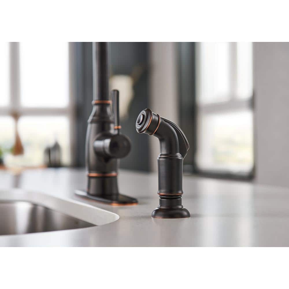 Mediterranean Bronze Single-Handle Kitchen Faucet with Side Sprayer