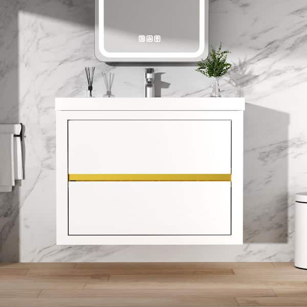 Ziyudura 36 in. Single Sink Floating Curved Edge Natural Bath