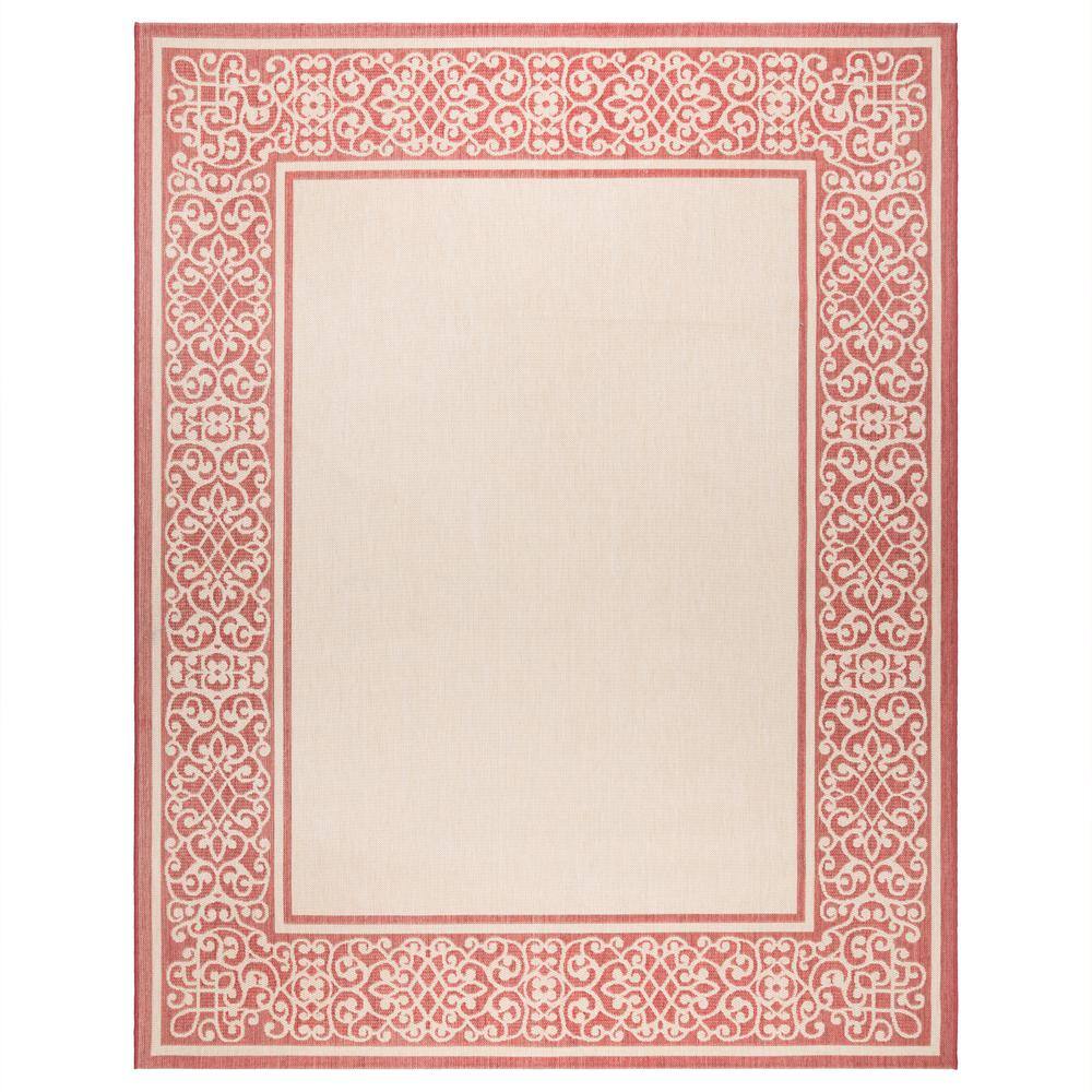Sand and Red Flat Woven Rectangular 5' x 7' Synthetic Area Rug
