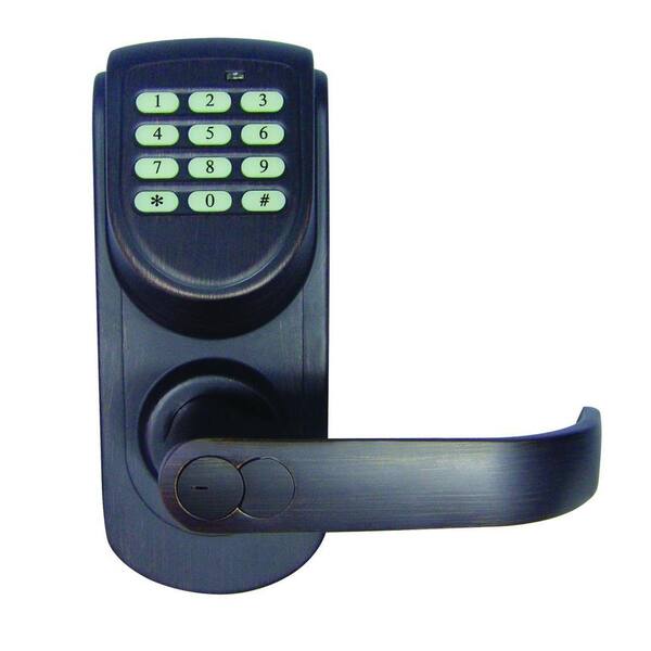 Design House Brushed Bronze Electronic Keypad Entry Lever with Right-Hand