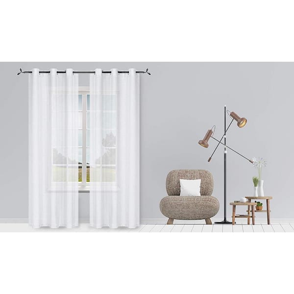 White Solid Grommet Room Darkening Curtain - 38 in. W x 84 in. L (Set of 2)